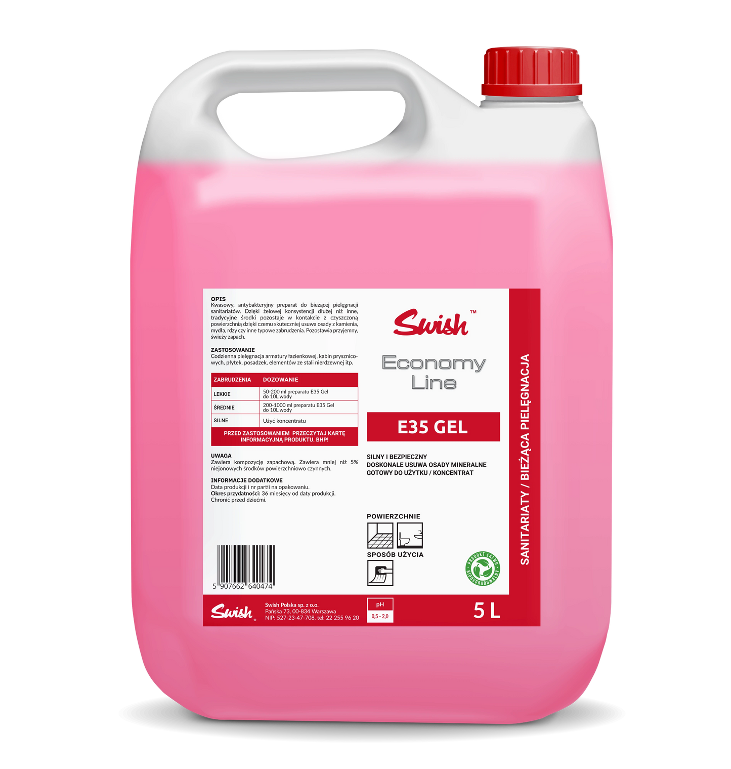 Preparat skoncentrowany kwasowy do mycia sanitariatów SWISH GEL 5L