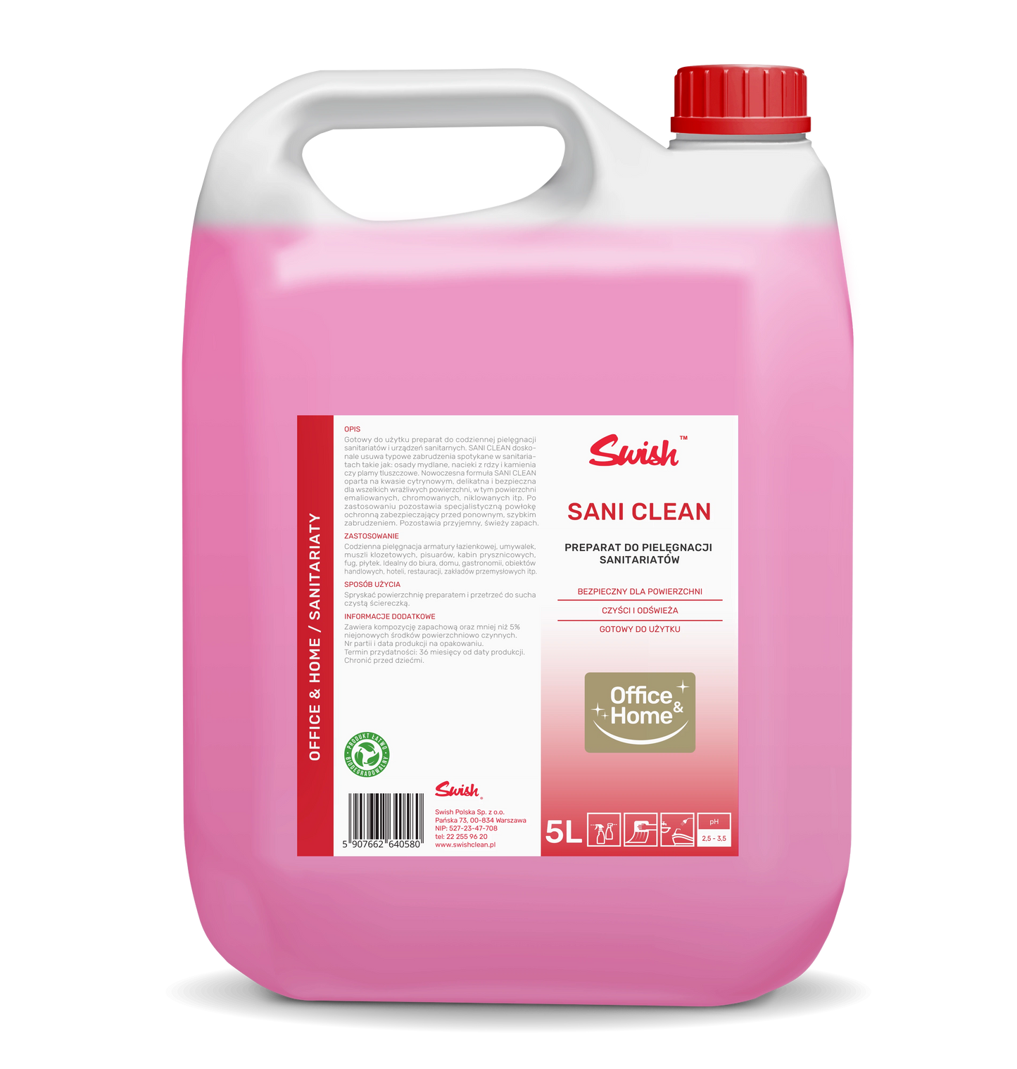 Preparat gotowy do pielęgnacji powierzchni i urządzeń sanitarnych SWISH SANI CLEAN 5L