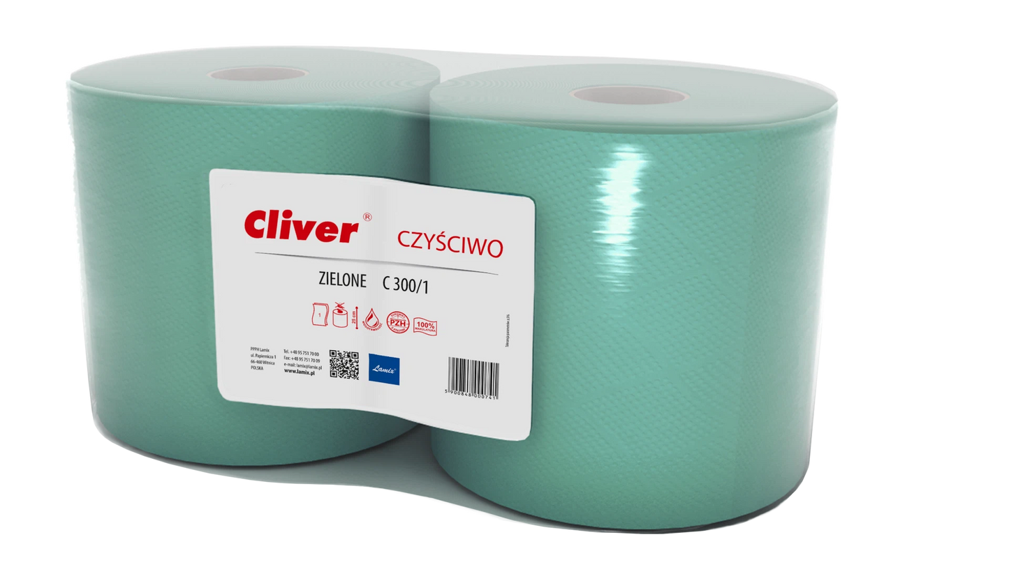 Czyściwo Cliver Standard 1-warstw. ZIELONE makulat. 300m (0741) 2szt.
