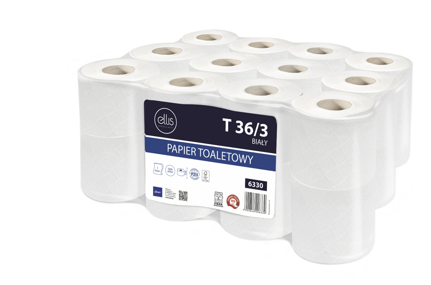 Papier toaletowy Ellis Professional biały celuloza 3 warst. 36m 24szt.