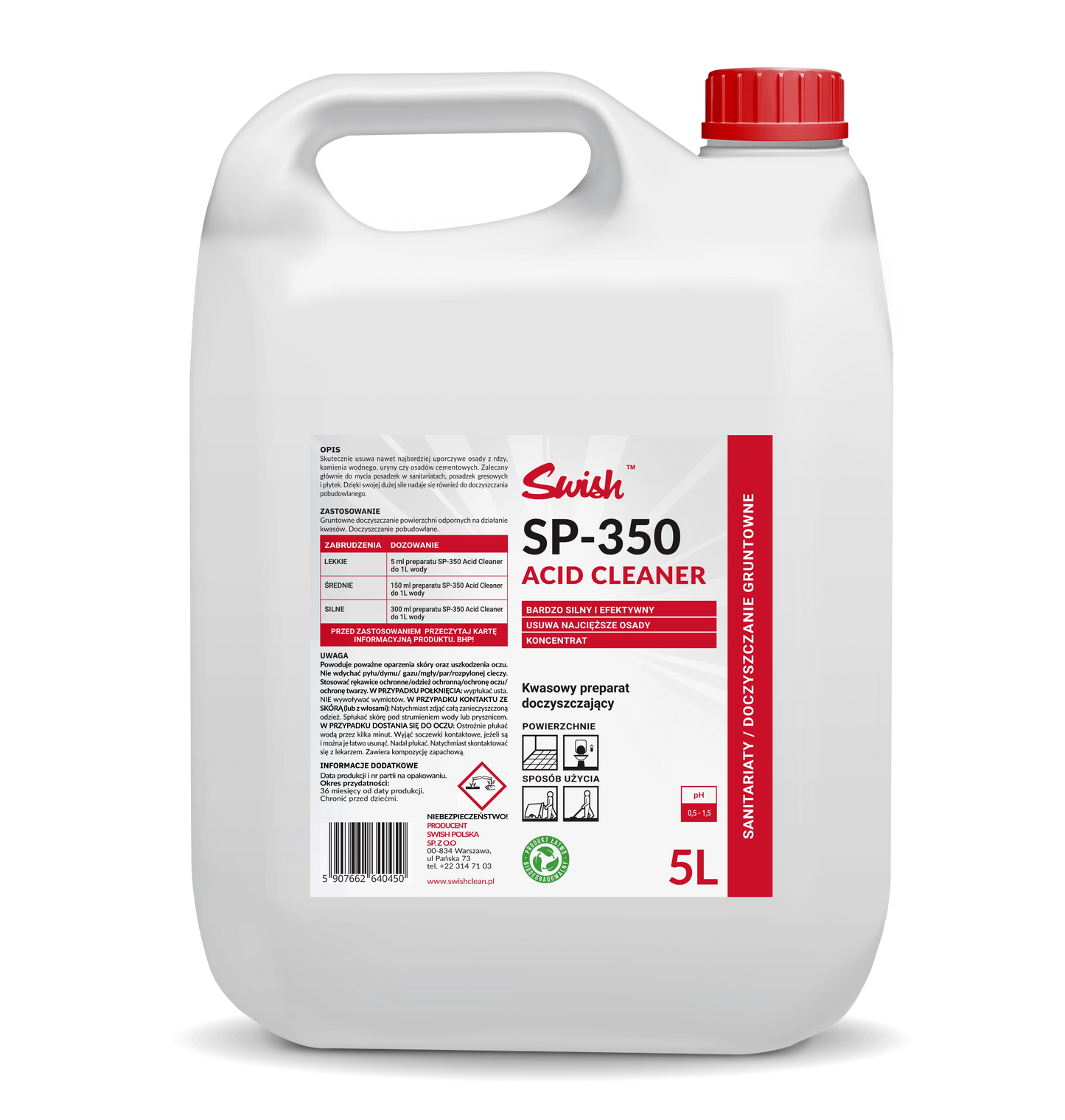 Preparat skoncentrowany do gruntownego mycia posadzek SWISH ACID CLEANER 5L