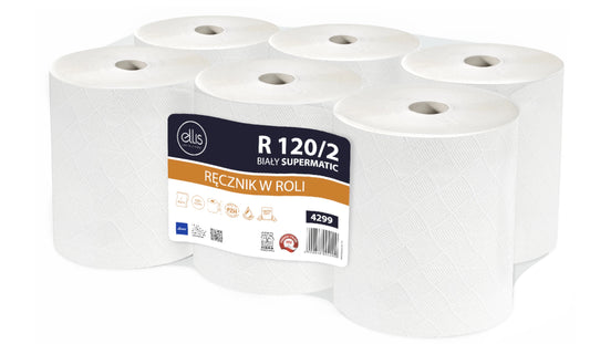 Ręcznik Ellis Professional SUPERMATIC 2-warst. 120m biały celuloza śr.19cm 6szt.
