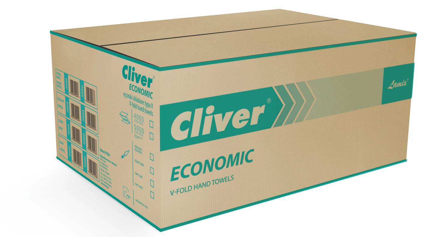 Ręcznik ZZ Cliver Economic 1-warstw. 21x25cm BIAŁY makulat. 4000/200