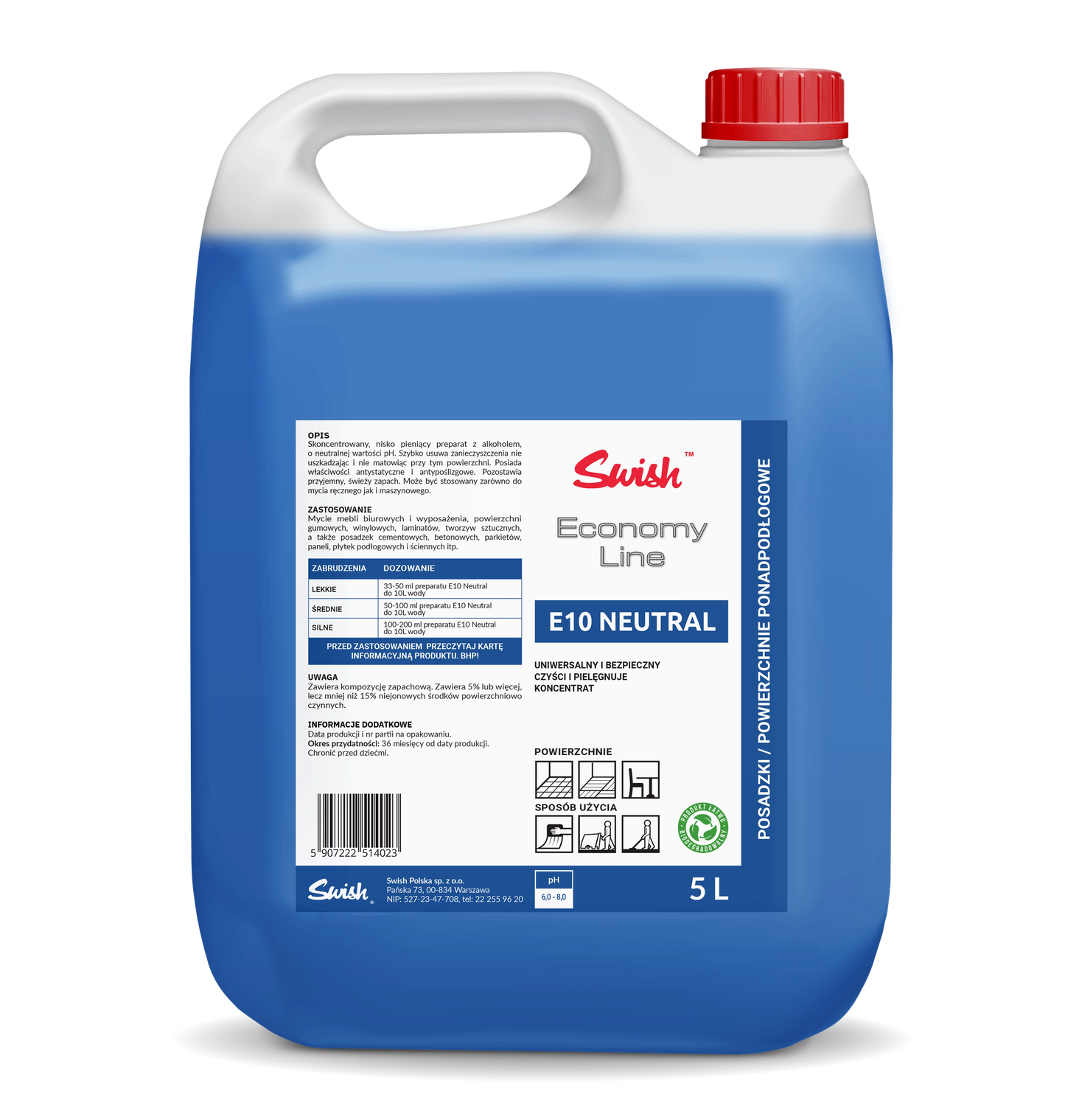 Preparat skoncentrowany do codziennego mycia powierzchni SWISH NEUTRAL 5L