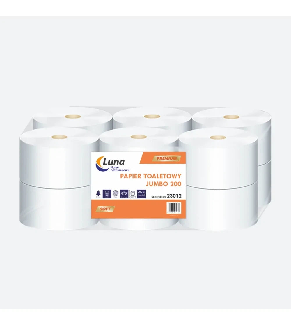 Papier toaletowy Jumbo 2-warstwy 200m celuloza śr. 19cm 12szt.