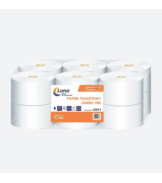 Papier toaletowy Jumbo 2-warstwy 200m celuloza śr. 19cm 12szt.